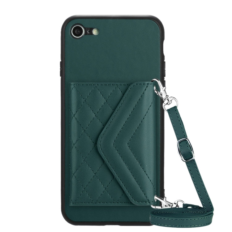 Rhombic Texture Card Bag RFID Phone Case with Long Lanyard, For iPhone SE 2022 / SE 2020, For iPhone 13 Pro Max, For iPhone 13 Pro, For iPhone 13