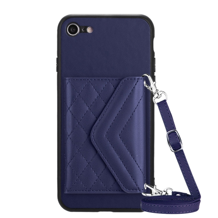Rhombic Texture Card Bag RFID Phone Case with Long Lanyard, For iPhone SE 2022 / SE 2020, For iPhone 13 Pro Max, For iPhone 13 Pro, For iPhone 13