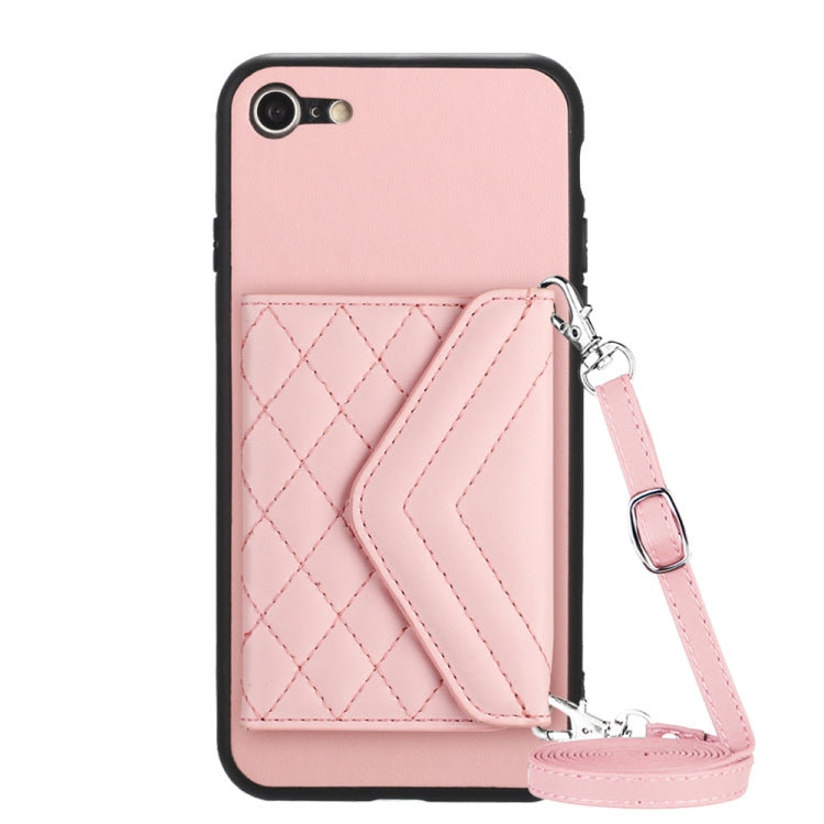 Rhombic Texture Card Bag RFID Phone Case with Long Lanyard, For iPhone SE 2022 / SE 2020, For iPhone 13 Pro Max, For iPhone 13 Pro, For iPhone 13