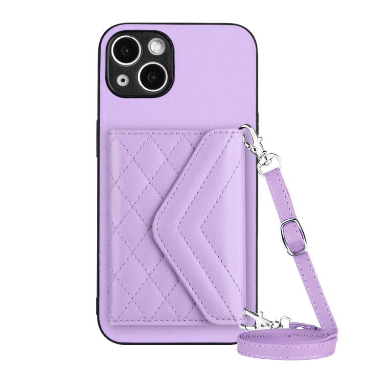 Rhombic Texture Card Bag RFID Phone Case with Long Lanyard, For iPhone SE 2022 / SE 2020, For iPhone 13 Pro Max, For iPhone 13 Pro, For iPhone 13