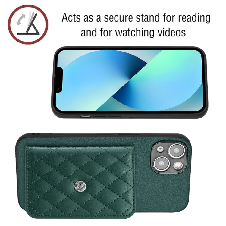 Rhombic Texture Card Bag RFID Phone Case with Long Lanyard, For iPhone 13 mini, For iPhone 12, For iPhone 12 Pro Max, For iPhone 12 Pro