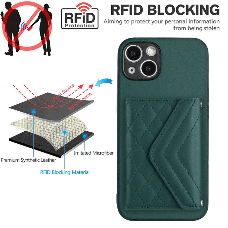 Rhombic Texture Card Bag RFID Phone Case with Long Lanyard, For iPhone 13 mini, For iPhone 12, For iPhone 12 Pro Max, For iPhone 12 Pro