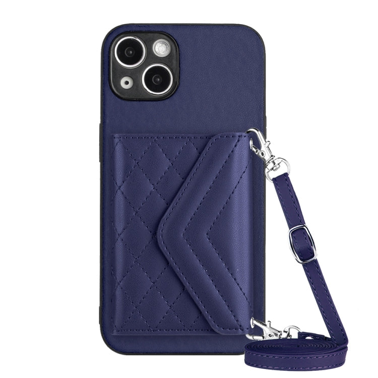 Rhombic Texture Card Bag RFID Phone Case with Long Lanyard, For iPhone 13 mini, For iPhone 12, For iPhone 12 Pro Max, For iPhone 12 Pro