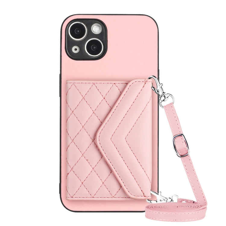 Rhombic Texture Card Bag RFID Phone Case with Long Lanyard, For iPhone 13 mini, For iPhone 12, For iPhone 12 Pro Max, For iPhone 12 Pro
