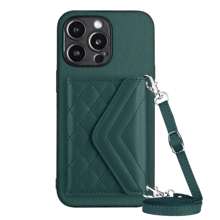 Rhombic Texture Card Bag RFID Phone Case with Long Lanyard, For iPhone SE 2022 / SE 2020, For iPhone 13 Pro Max, For iPhone 13 Pro, For iPhone 13
