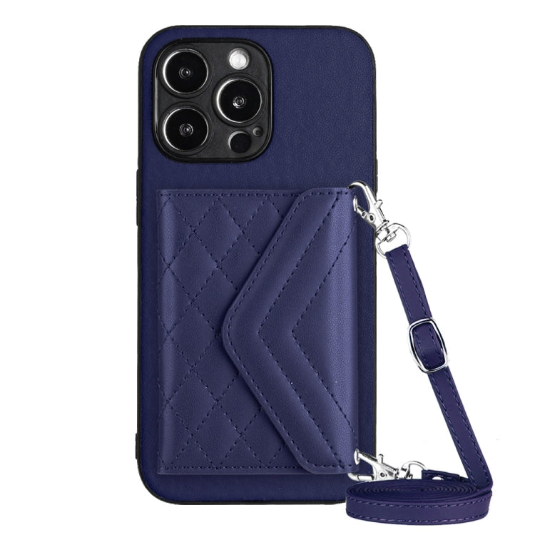Rhombic Texture Card Bag RFID Phone Case with Long Lanyard, For iPhone SE 2022 / SE 2020, For iPhone 13 Pro Max, For iPhone 13 Pro, For iPhone 13