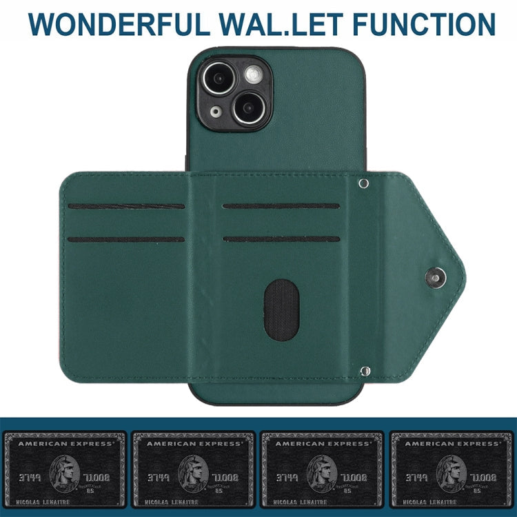 Rhombic Texture Card Bag RFID Phone Case with Long Lanyard, For iPhone 14 Plus, For iPhone 14, For iPhone 14 Pro, For iPhone 14 Pro Max