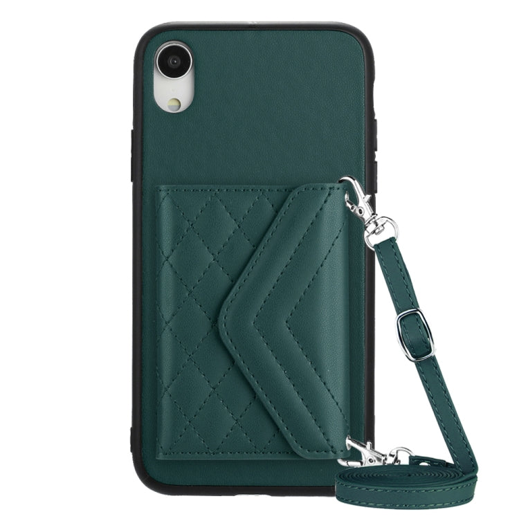 Rhombic Texture Card Bag RFID Phone Case with Long Lanyard, For iPhone XS / X, For iPhone XR, For iPhone XS Max, For iPhone 8 Plus / 7 Plus