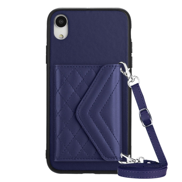 Rhombic Texture Card Bag RFID Phone Case with Long Lanyard, For iPhone XS / X, For iPhone XR, For iPhone XS Max, For iPhone 8 Plus / 7 Plus