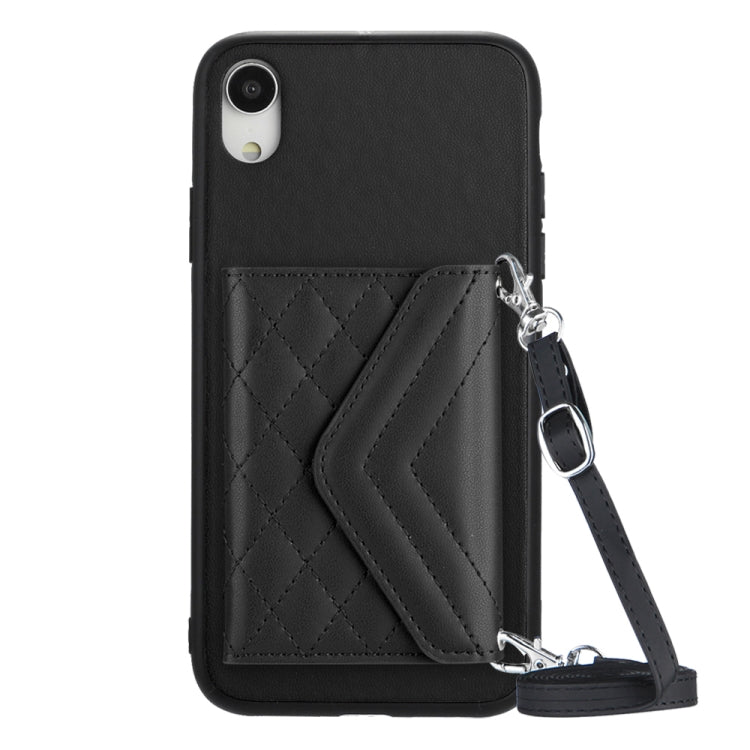 Rhombic Texture Card Bag RFID Phone Case with Long Lanyard, For iPhone XS / X, For iPhone XR, For iPhone XS Max, For iPhone 8 Plus / 7 Plus