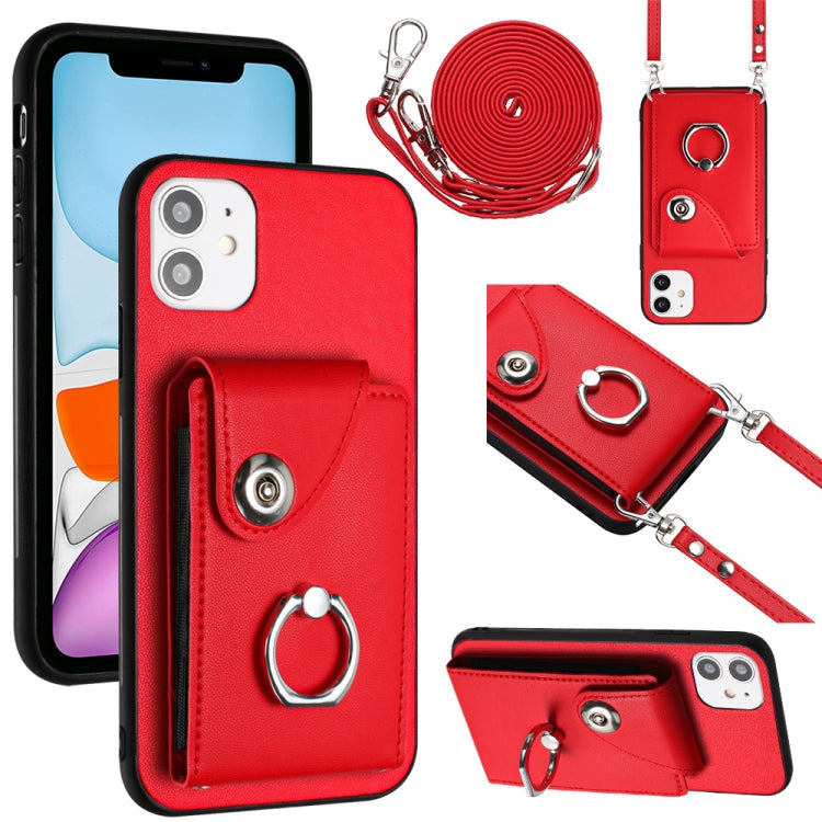 Organ Card Bag Ring Holder Phone Case with Long Lanyard, For iPhone 13, For iPhone 13 mini, For iPhone 12, For iPhone 12 Pro Max