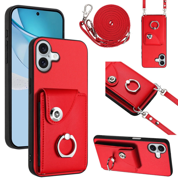 Organ Card Bag Ring Holder Phone Case with Long Lanyard, For iPhone Air, For iPhone 16 Pro Max, For iPhone 16 Pro, For iPhone 16 Plus