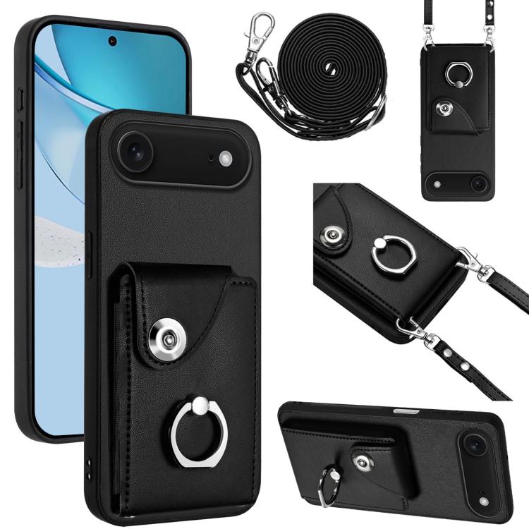 Organ Card Bag Ring Holder Phone Case with Long Lanyard, For iPhone Air, For iPhone 16 Pro Max, For iPhone 16 Pro, For iPhone 16 Plus