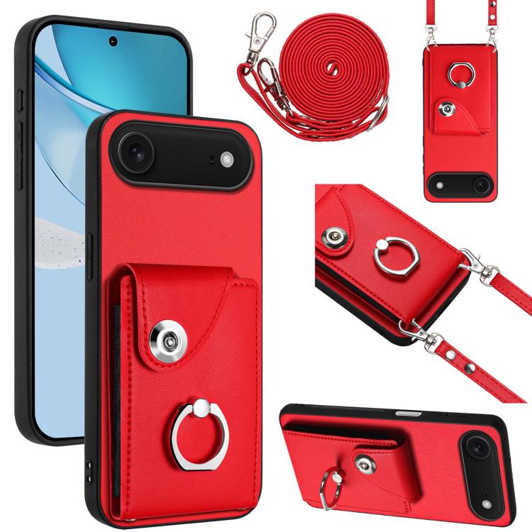 Organ Card Bag Ring Holder Phone Case with Long Lanyard, For iPhone Air, For iPhone 16 Pro Max, For iPhone 16 Pro, For iPhone 16 Plus