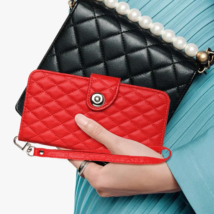 Rhombic Texture Flip Leather Phone Case with Lanyard, For iPhone 14 Pro Max, For iPhone SE 2022 / 2020 / 8 / 7, For iPhone 13 Pro Max, For iPhone 13 Pro