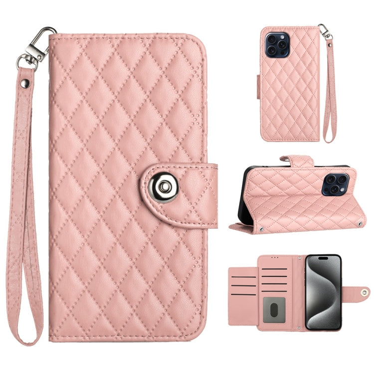 Rhombic Texture Flip Leather Phone Case with Lanyard, For iPhone 14 Pro Max, For iPhone SE 2022 / 2020 / 8 / 7, For iPhone 13 Pro Max, For iPhone 13 Pro