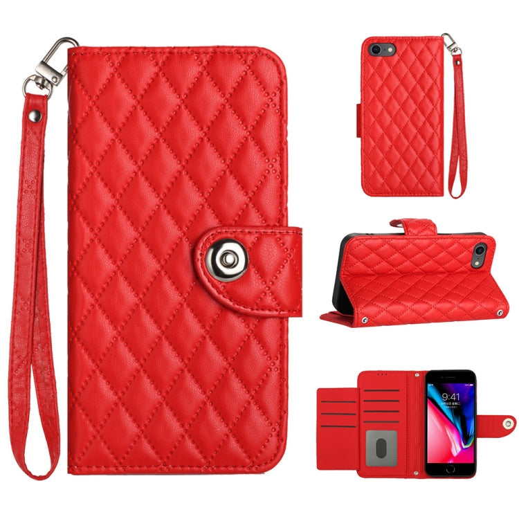 Rhombic Texture Flip Leather Phone Case with Lanyard, For iPhone 14 Pro Max, For iPhone SE 2022 / 2020 / 8 / 7, For iPhone 13 Pro Max, For iPhone 13 Pro