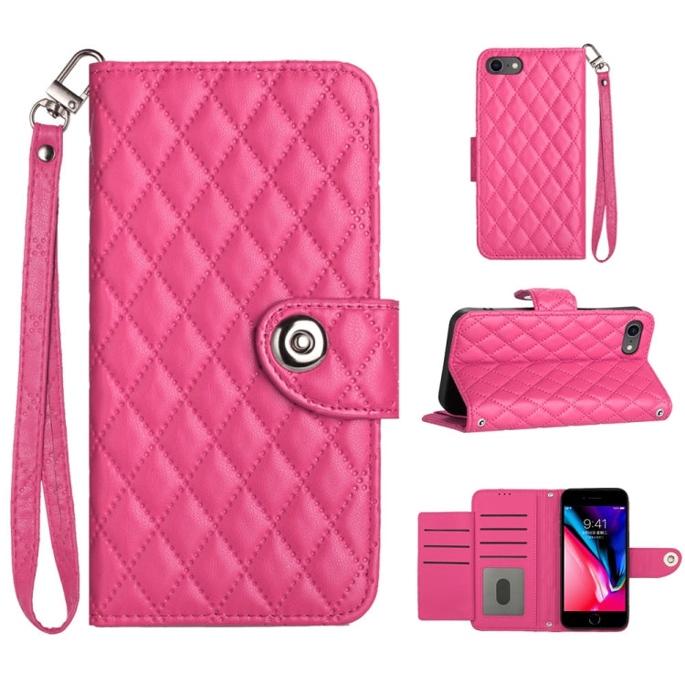 Rhombic Texture Flip Leather Phone Case with Lanyard, For iPhone 14 Pro Max, For iPhone SE 2022 / 2020 / 8 / 7, For iPhone 13 Pro Max, For iPhone 13 Pro