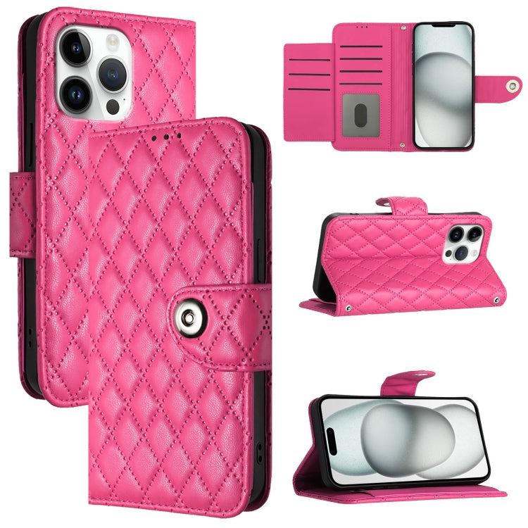 Rhombic Texture Flip Leather Phone Case with Lanyard, For iPhone SE 2024, For iPhone 16 Pro Max, For iPhone 16 Pro, For iPhone 16 Plus