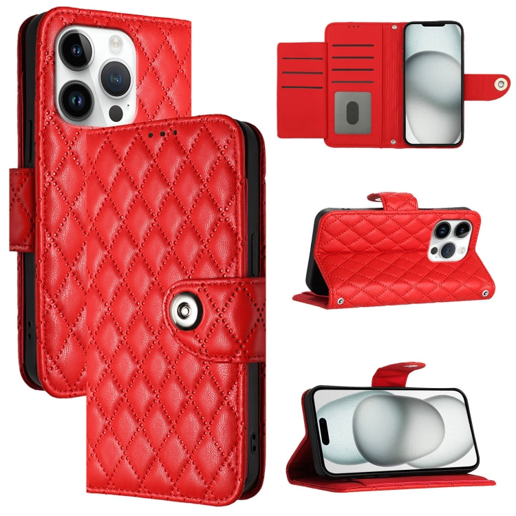 Rhombic Texture Flip Leather Phone Case with Lanyard, For iPhone SE 2024, For iPhone 16 Pro Max, For iPhone 16 Pro, For iPhone 16 Plus