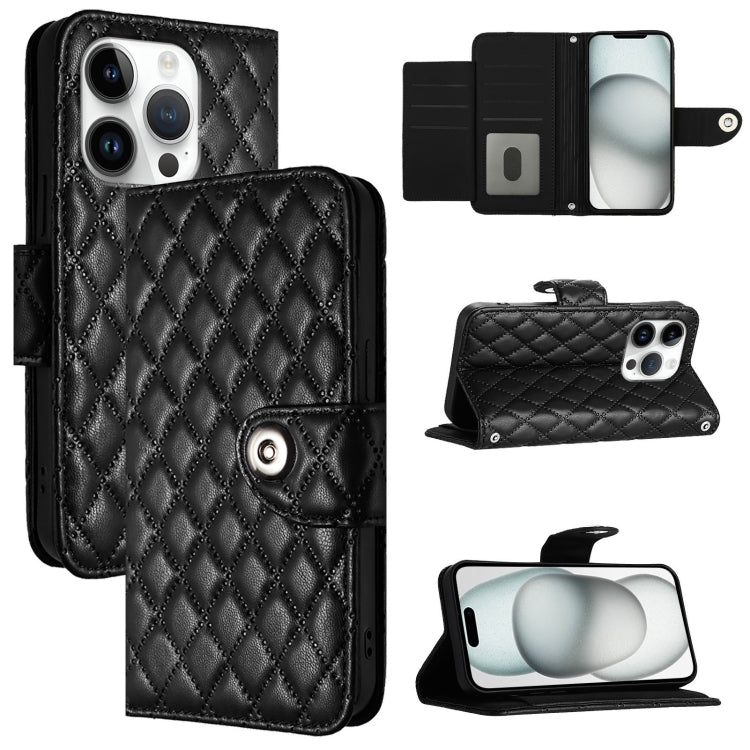 Rhombic Texture Flip Leather Phone Case with Lanyard, For iPhone SE 2024, For iPhone 16 Pro Max, For iPhone 16 Pro, For iPhone 16 Plus