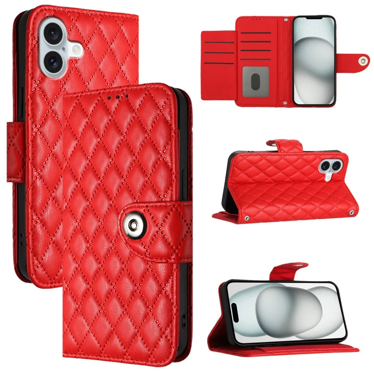 Rhombic Texture Flip Leather Phone Case with Lanyard, For iPhone SE 2024, For iPhone 16 Pro Max, For iPhone 16 Pro, For iPhone 16 Plus