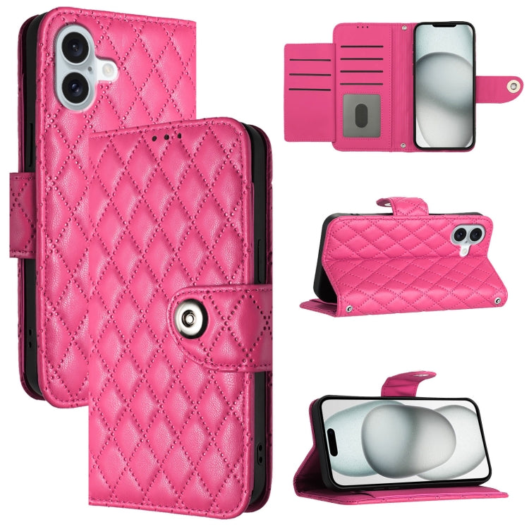 Rhombic Texture Flip Leather Phone Case with Lanyard, For iPhone SE 2024, For iPhone 16 Pro Max, For iPhone 16 Pro, For iPhone 16 Plus