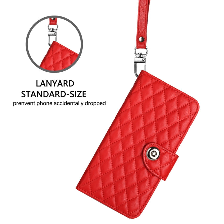 Rhombic Texture Flip Leather Phone Case with Lanyard, For iPhone 16, For iPhone 15 Pro Max, For iPhone 15 Pro, For iPhone 15 Plus