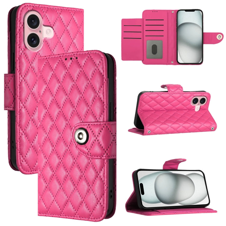 Rhombic Texture Flip Leather Phone Case with Lanyard, For iPhone 16, For iPhone 15 Pro Max, For iPhone 15 Pro, For iPhone 15 Plus