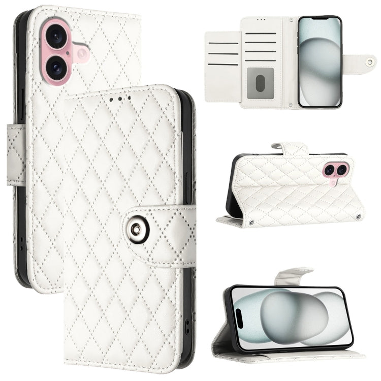 Rhombic Texture Flip Leather Phone Case with Lanyard, For iPhone 16, For iPhone 15 Pro Max, For iPhone 15 Pro, For iPhone 15 Plus