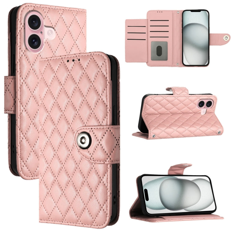Rhombic Texture Flip Leather Phone Case with Lanyard, For iPhone 16, For iPhone 15 Pro Max, For iPhone 15 Pro, For iPhone 15 Plus