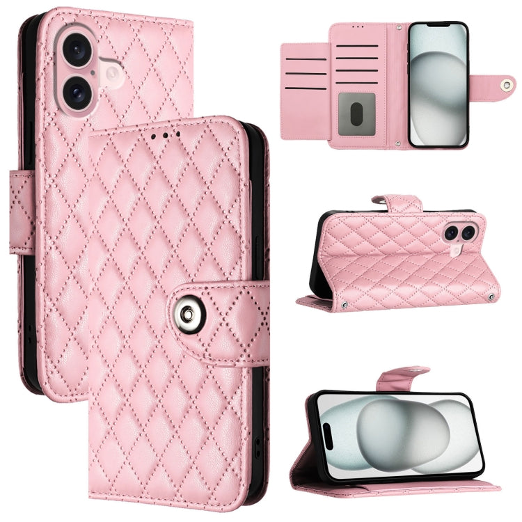 Rhombic Texture Flip Leather Phone Case with Lanyard, For iPhone 16, For iPhone 15 Pro Max, For iPhone 15 Pro, For iPhone 15 Plus