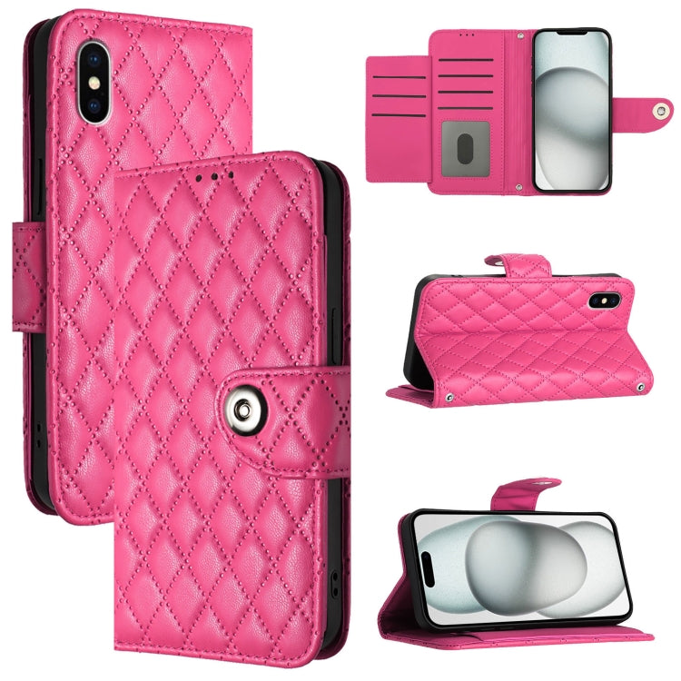 Rhombic Texture Flip Leather Phone Case with Lanyard, For iPhone 11, For iPhone 11 Pro, For iPhone XS / X, For iPhone XR
