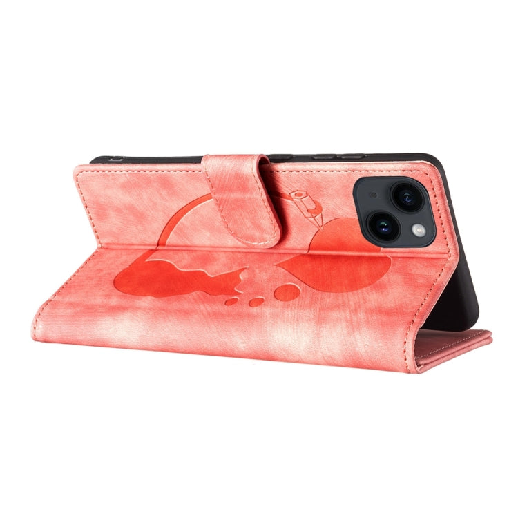 Pen Heart Cat Embossed Leather Phone Case, For iPhone 14 Plus, For iPhone 14, For iPhone 14 Pro, For iPhone 14 Pro Max