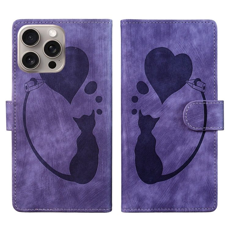 Pen Heart Cat Embossed Leather Phone Case, For iPhone 14 Plus, For iPhone 14, For iPhone 14 Pro, For iPhone 14 Pro Max