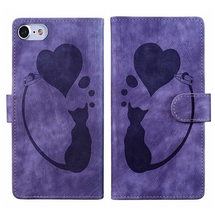 Pen Heart Cat Embossed Leather Phone Case, For iPhone 7 / 8 / SE 2022, For iPhone 13 Pro Max, For iPhone 13 Pro, For iPhone 13