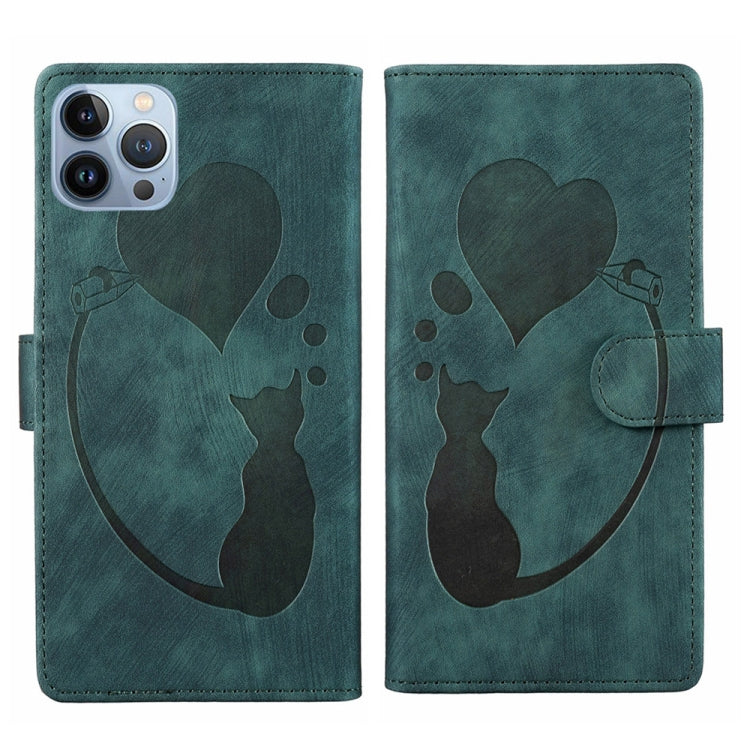 Pen Heart Cat Embossed Leather Phone Case, For iPhone 7 / 8 / SE 2022, For iPhone 13 Pro Max, For iPhone 13 Pro, For iPhone 13