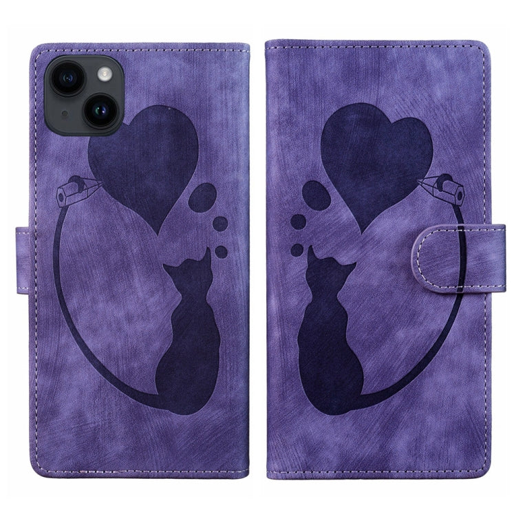 Pen Heart Cat Embossed Leather Phone Case, For iPhone 7 / 8 / SE 2022, For iPhone 13 Pro Max, For iPhone 13 Pro, For iPhone 13