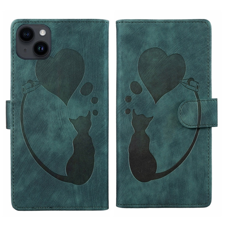Pen Heart Cat Embossed Leather Phone Case, For iPhone 7 / 8 / SE 2022, For iPhone 13 Pro Max, For iPhone 13 Pro, For iPhone 13