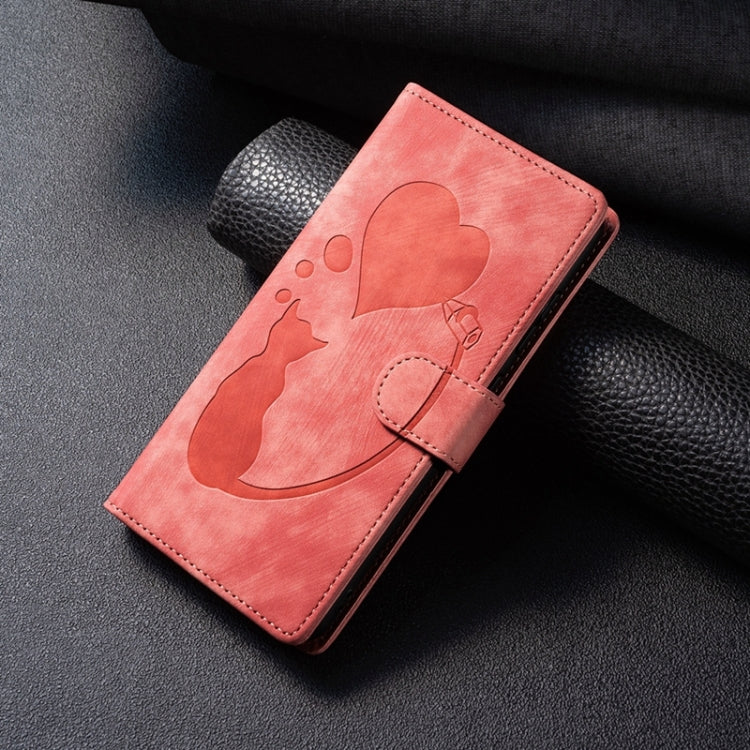 Pen Heart Cat Embossed Leather Phone Case, For iPhone X / XS, For iPhone XR, For iPhone XS Max, For iPhone 7 Plus / 8 Plus
