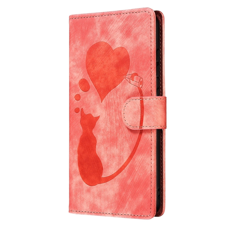 Pen Heart Cat Embossed Leather Phone Case, For iPhone X / XS, For iPhone XR, For iPhone XS Max, For iPhone 7 Plus / 8 Plus