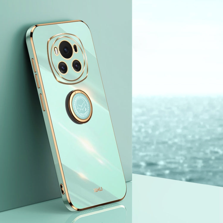 XINLI Straight 6D Plating Gold Edge TPU Shockproof Case with Ring Holder, For Honor Magic6 5G
