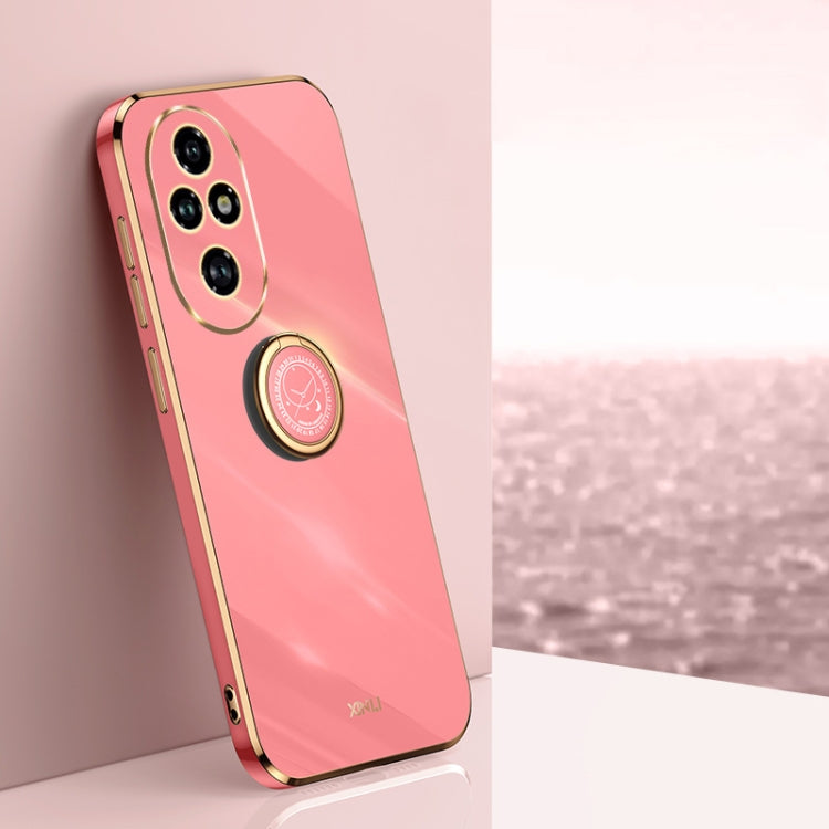 XINLI Straight 6D Plating Gold Edge TPU Shockproof Case with Ring Holder, For Honor 200 Pro, For Honor Play 50, For Honor 200 Lite Global
