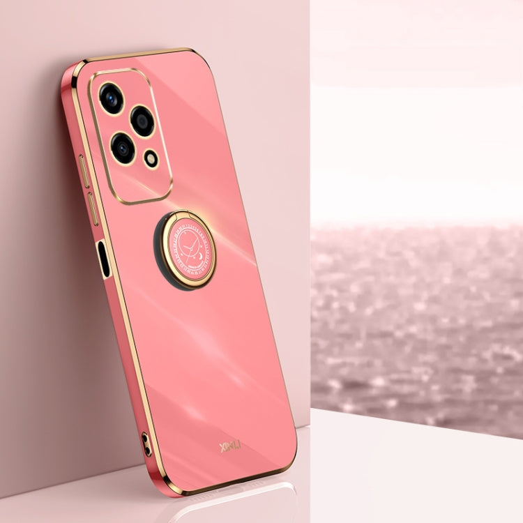 XINLI Straight 6D Plating Gold Edge TPU Shockproof Case with Ring Holder, For Honor 200 Pro, For Honor Play 50, For Honor 200 Lite Global