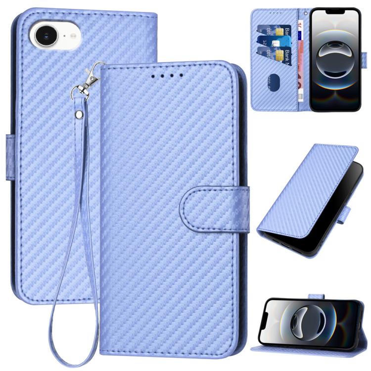 YX0070 Carbon Fiber Buckle Leather Phone Case with Lanyard, For iPhone 17e / 16e, For iPhone 17 Pro Max, For iPhone 17 Pro