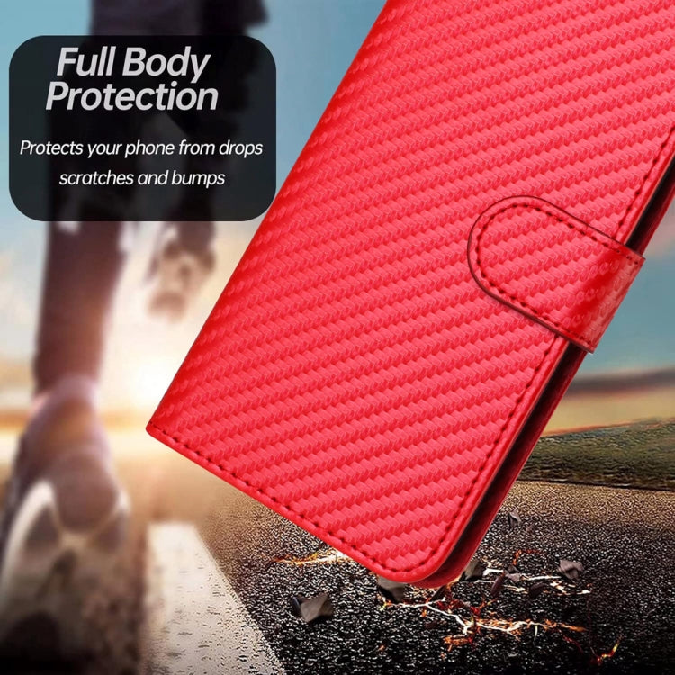 YX0070 Carbon Fiber Buckle Leather Phone Case with Lanyard, For iPhone 13 mini, For iPhone 12 / 12 Pro, For iPhone 12 Pro Max