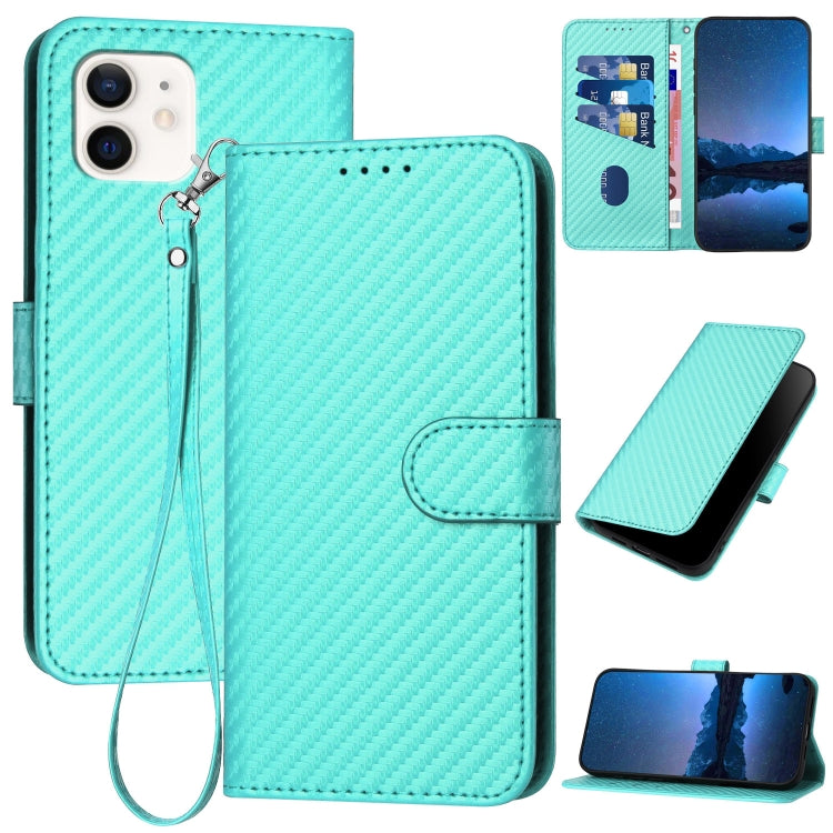 YX0070 Carbon Fiber Buckle Leather Phone Case with Lanyard, For iPhone 12 mini, For iPhone 11 Pro Max, For iPhone 11
