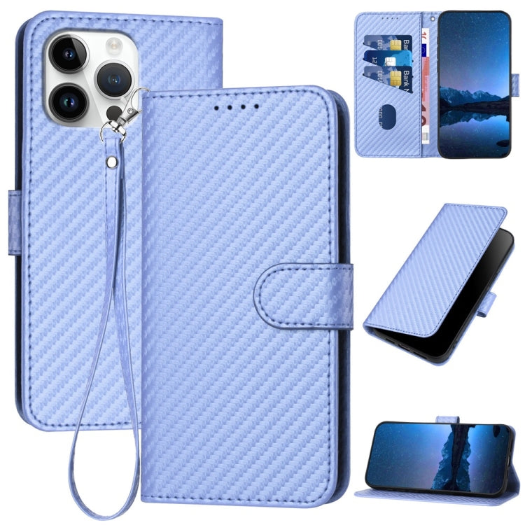 YX0070 Carbon Fiber Buckle Leather Phone Case with Lanyard, For iPhone 17, For iPhone Air, For iPhone 16 Pro Max
