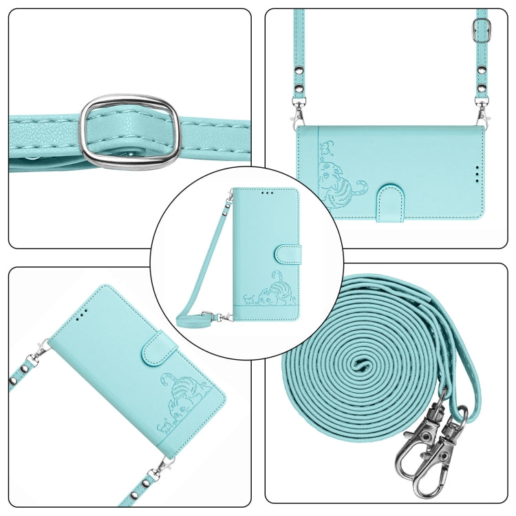 Cat Rat Embossed Pattern RFID Leather Phone Case with Lanyard, For iPhone 13 mini, For iPhone 12/12 Pro, For iPhone 12 Pro Max, For iPhone 12 mini