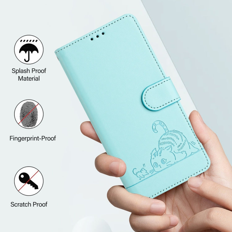 Cat Rat Embossed Pattern RFID Leather Phone Case with Lanyard, For iPhone 11 Pro Max, For iPhone 11, For iPhone 11 Pro, For iPhone XS / X